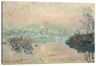Sunset, 1880 Canvas Art Print - Lake & Ocean Sunrise & Sunset Art