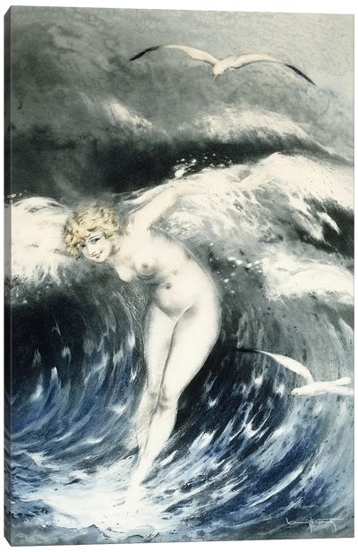 Venus In The Waves, C. 1931 Canvas Art Print - Louis Icart