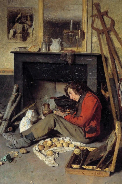 Workshop Interior, A Painter Near His Fireplace, 1845