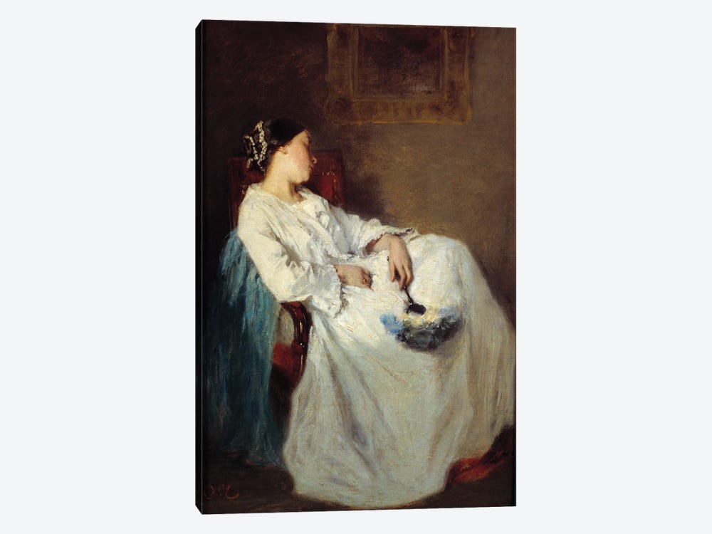 Sleeping Seated Woman, 19th Century by Octave Tassaert 1-piece Canvas Art