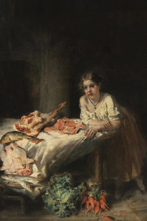 The Bourgeois' Kitchen, 1854 by Octave Tassaert wall art
