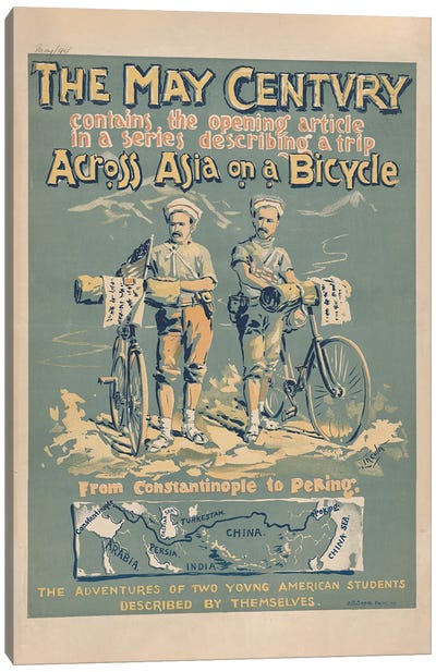 The May Century: Across Asia On A Bicycle, 1894 Canvas Art Print - Vintage Posters