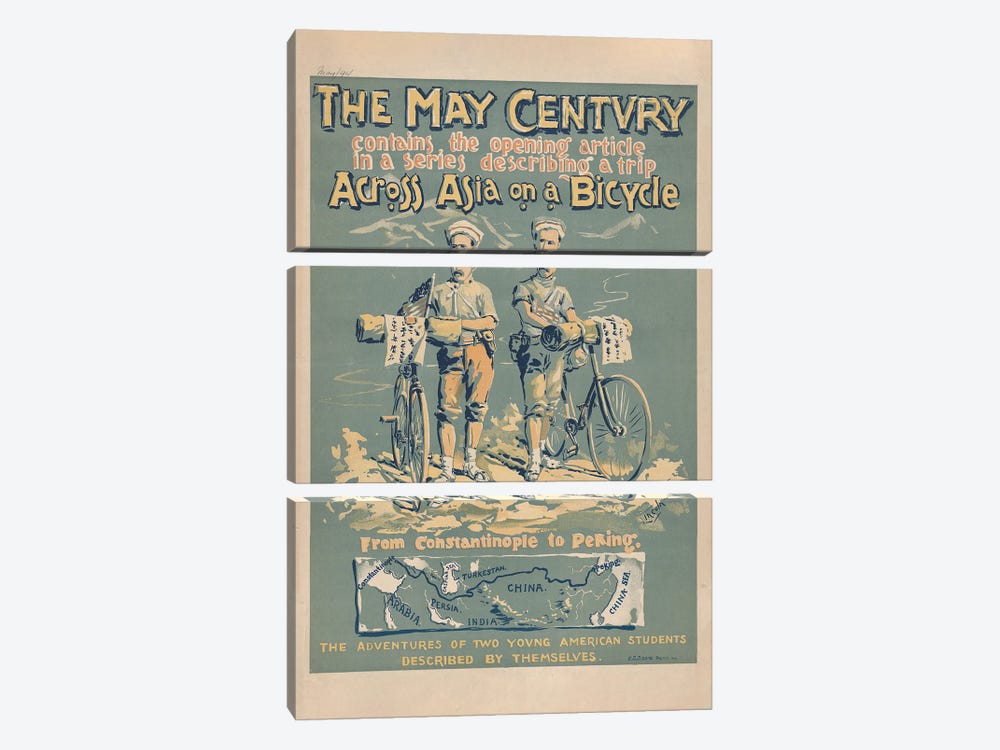The May Century: Across Asia On A Bicycle, 1894 by A.W.B. Lincoln 3-piece Canvas Print