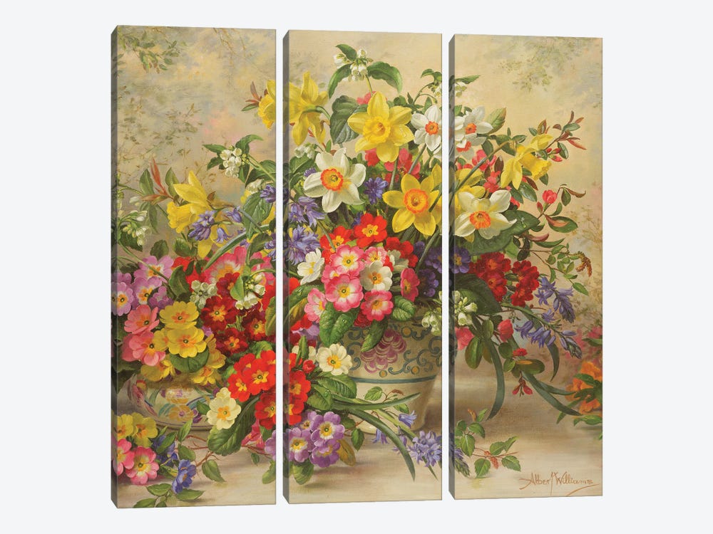 Spring Flowers And Poole Pottery, No. 2 by Albert Williams 3-piece Canvas Wall Art