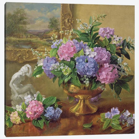 Still Life Of Hydrangeas And Lilacs Canvas Print #BMN13292} by Albert Williams Canvas Art