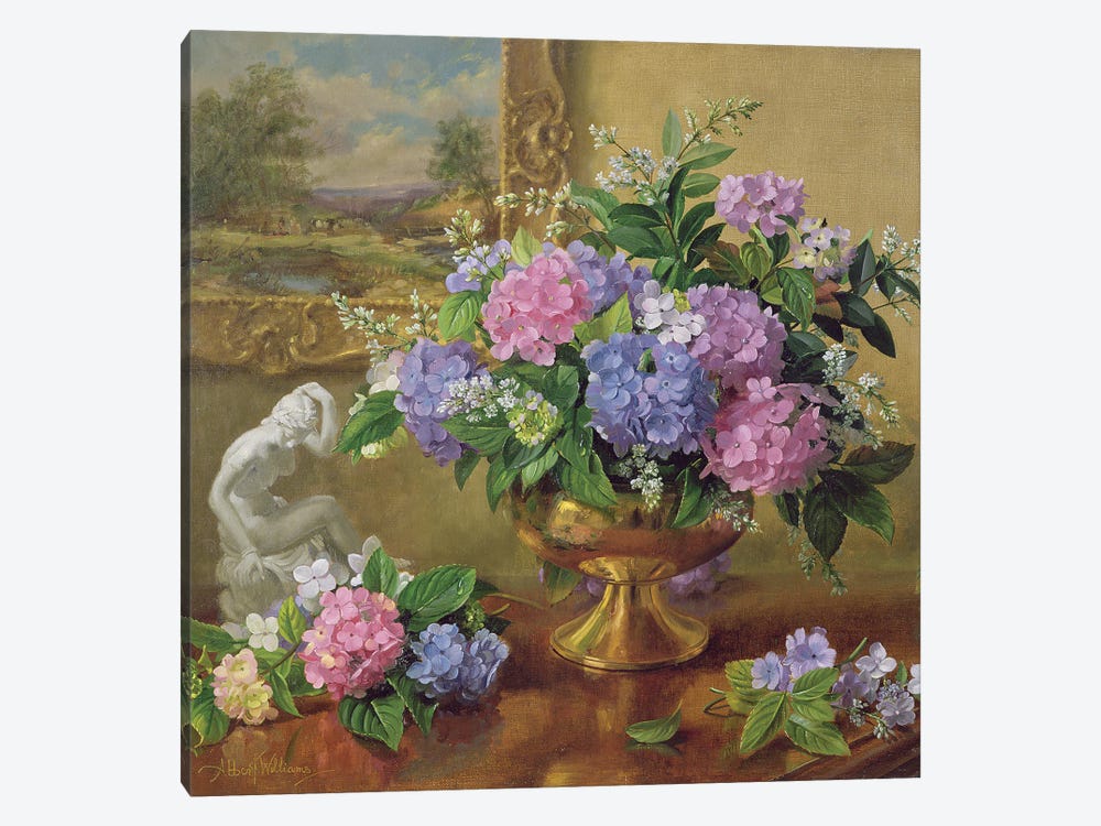 Still Life Of Hydrangeas And Lilacs by Albert Williams 1-piece Canvas Wall Art