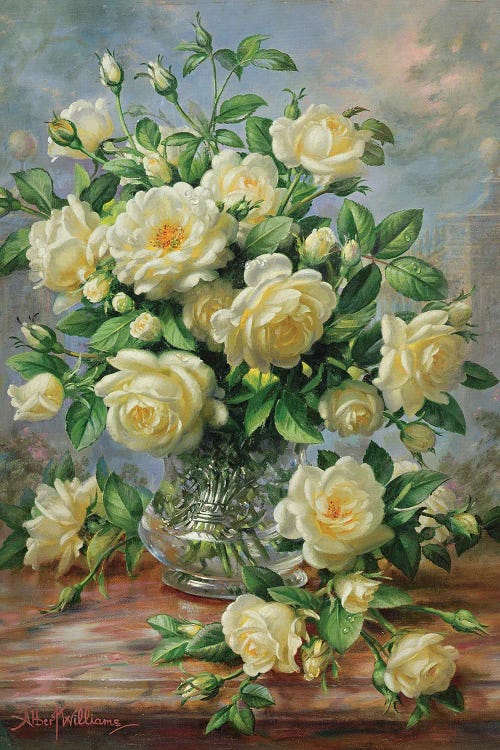 Princess Diana Roses In A Cut Glass Vase