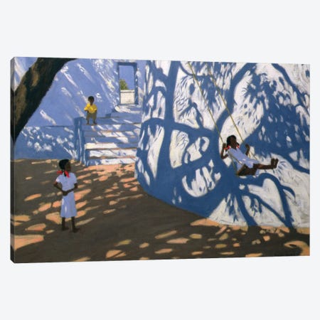 Girl On A Swing, India, 2000 Canvas Print #BMN13305} by Andrew Macara Canvas Art Print
