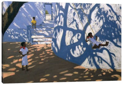 Girl On A Swing, India, 2000 Canvas Art Print - Andrew Macara