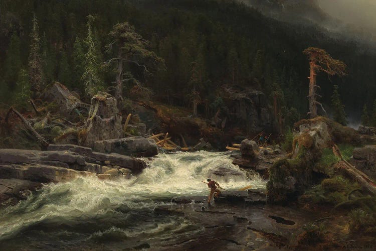 Waterfall In Telemark, 1852 by August Cappelen wall art