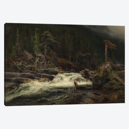 Waterfall In Telemark, 1852 Canvas Print #BMN13312} by August Cappelen Canvas Print