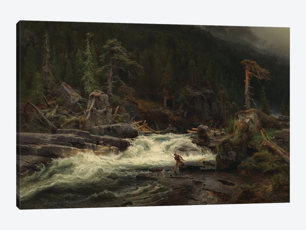 Waterfall In Telemark, 1852 by August Cappelen 1-piece Canvas Print