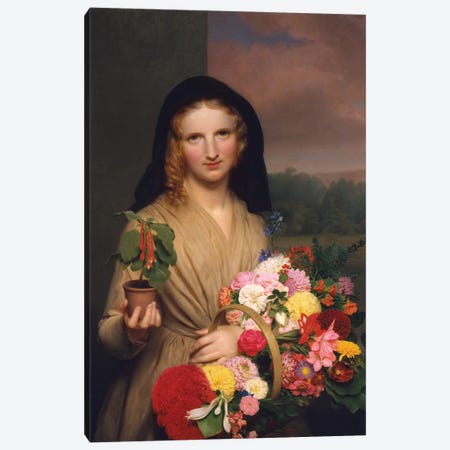 The Flower Girl, 1846 Canvas Print #BMN13322} by Charles Cromwell Ingham Canvas Art