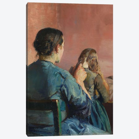 Braiding Her Hair, C.1888 Canvas Print #BMN13327} by Christian Krohg Art Print