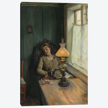 Tired, 1885 Canvas Print #BMN13329} by Christian Krohg Canvas Wall Art