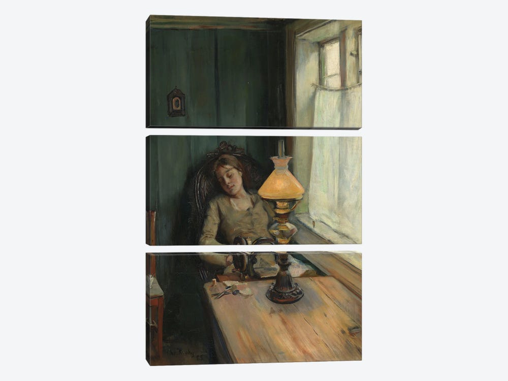 Tired, 1885 by Christian Krohg 3-piece Canvas Art Print