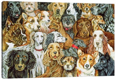 Dog Spread, 1989 Canvas Art Print - Dog Art