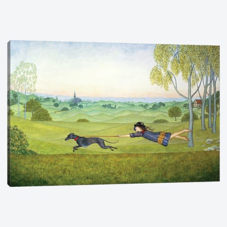 Walking The Dog Canvas Print #BMN13341} by Ditz Canvas Wall Art