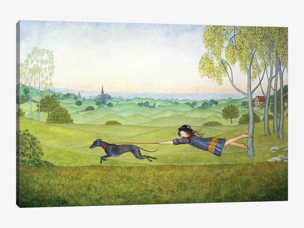 Walking The Dog by Ditz 1-piece Canvas Art Print