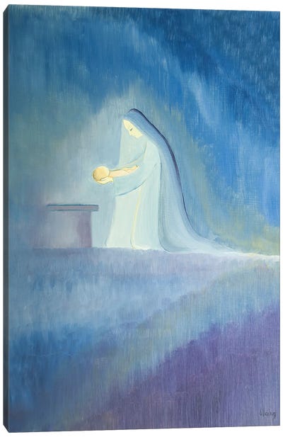 The Virgin Mary Cared For Her Child Jesus With Simplicity And Joy, 2001 Canvas Art Print - Blue Art