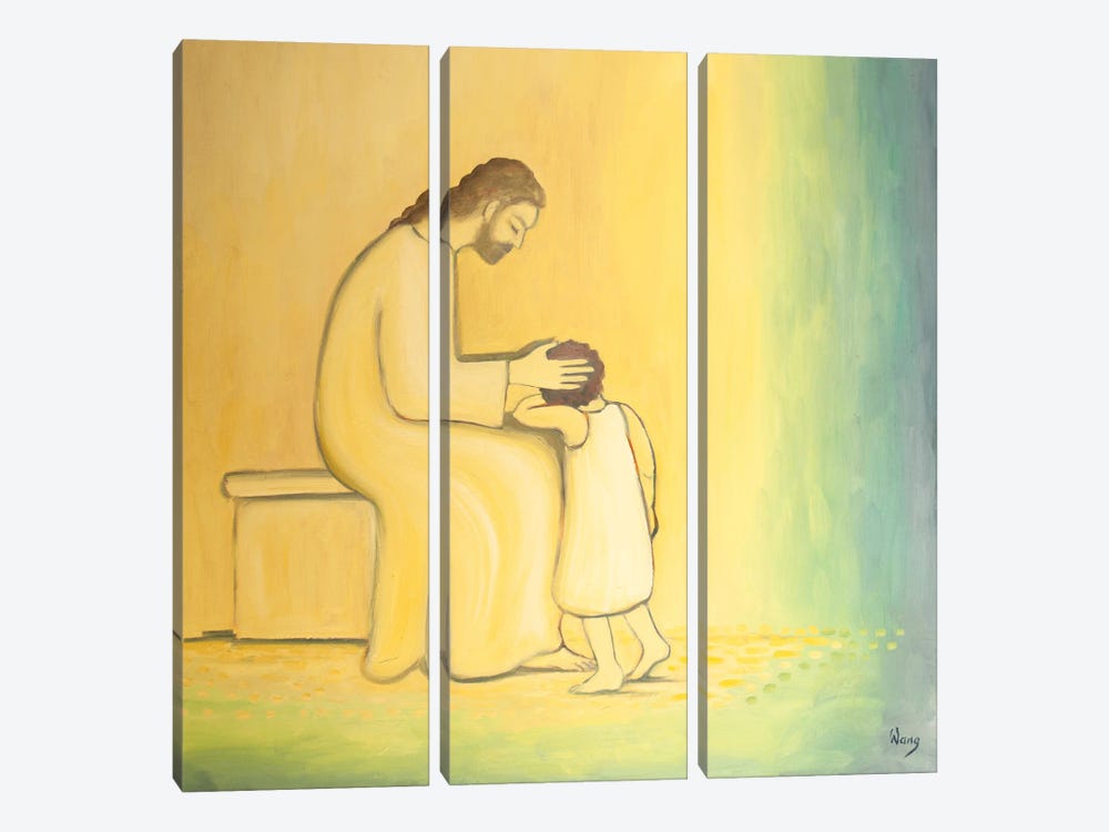 When We Repent Of Our Sins Jesus Christ Looks On Us With Tenderness Just As When A Mother Embraces Her Child, 2001 by Elizabeth Wang 3-piece Canvas Art Print