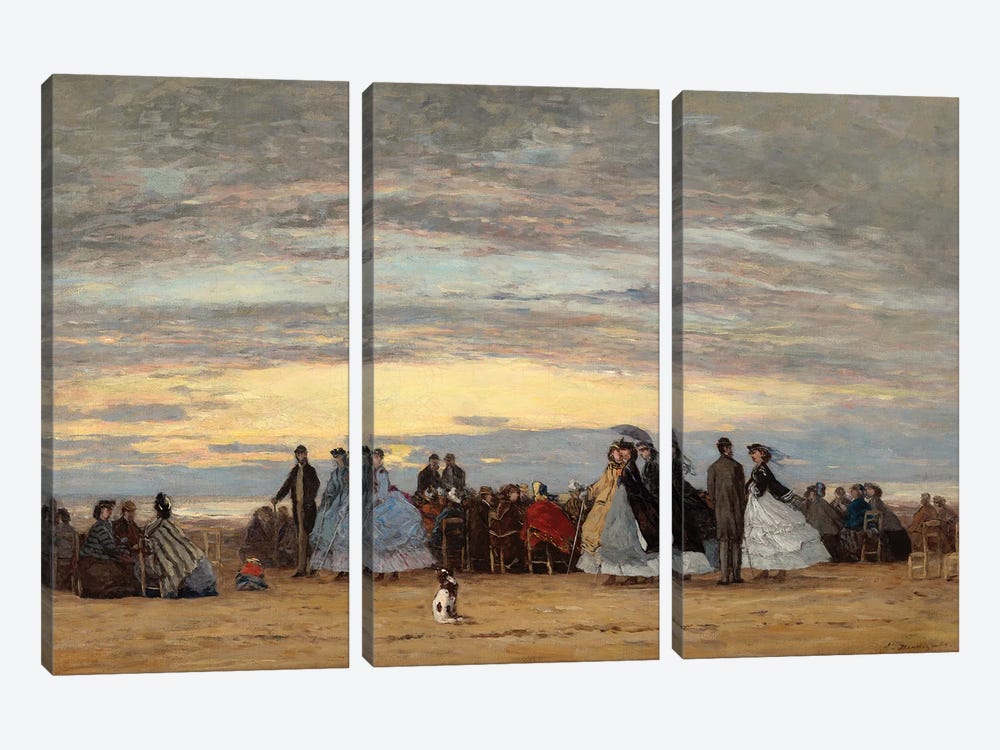 The Beach At Villerville, 1864 by Eugene Louis Boudin 3-piece Canvas Artwork