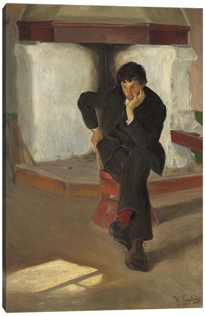 The Dreamer. The Artist Torleiv Stadskleiv, 1895 Canvas Art Print - Brown Art