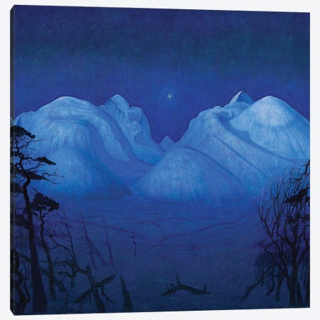 Winter Night In The Mountains, 1914 Canvas Print #BMN13356} by Harald Oscar Sohlberg Canvas Wall Art