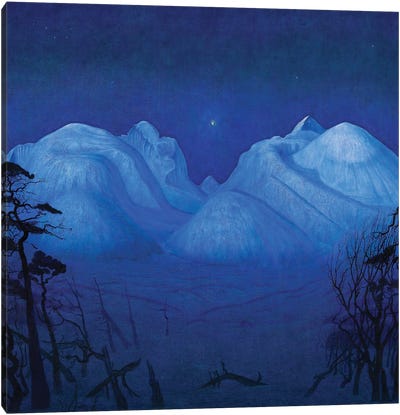 Winter Night In The Mountains, 1914 Canvas Art Print - Blue Art