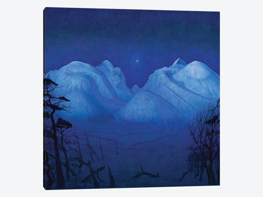 Winter Night In The Mountains, 1914 by Harald Oscar Sohlberg 1-piece Canvas Print