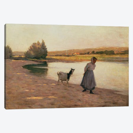 Woman Pulling A Goat, 1890 Canvas Print #BMN13358} by Henri Eugene Augustin Le Sidaner Canvas Art Print