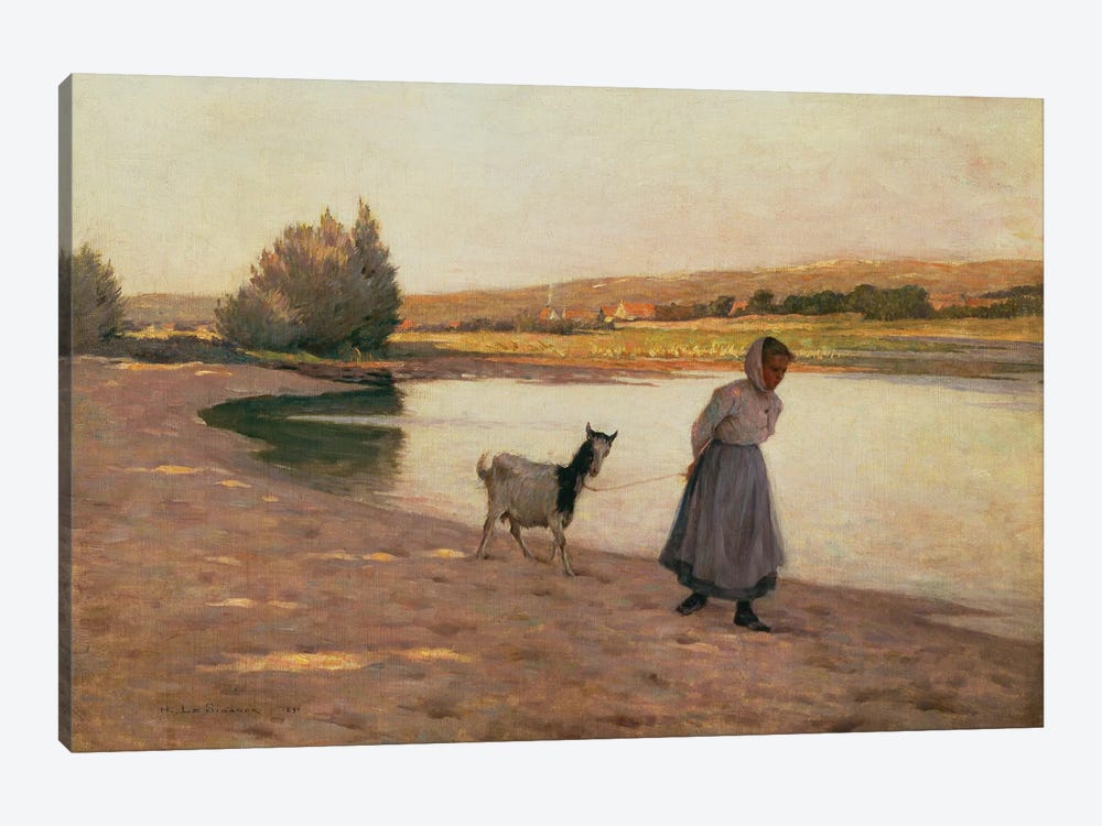Woman Pulling A Goat, 1890 by Henri Eugene Augustin Le Sidaner 1-piece Canvas Art Print
