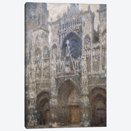 Rouen Cathedral, the west portal, Harmony in Grey, 1894  Canvas Print #BMN1337} by Claude Monet Canvas Print