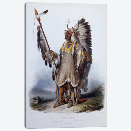 Mato-Tope, A Mandan Chief, 1844 Canvas Print #BMN13399} by Karl Bodmer Canvas Art Print