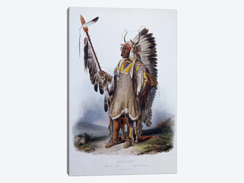 Mato-Tope, A Mandan Chief, 1844 by Karl Bodmer 1-piece Canvas Wall Art