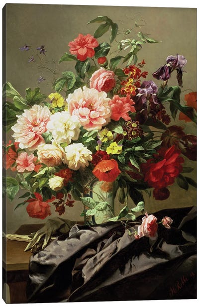 Peonies, Poppies and Roses, 1849 Canvas Art Print