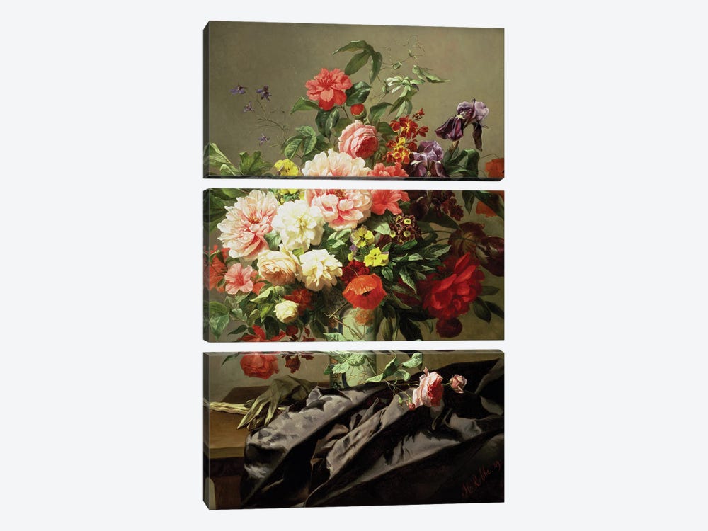 Peonies, Poppies and Roses, 1849 3-piece Canvas Art Print