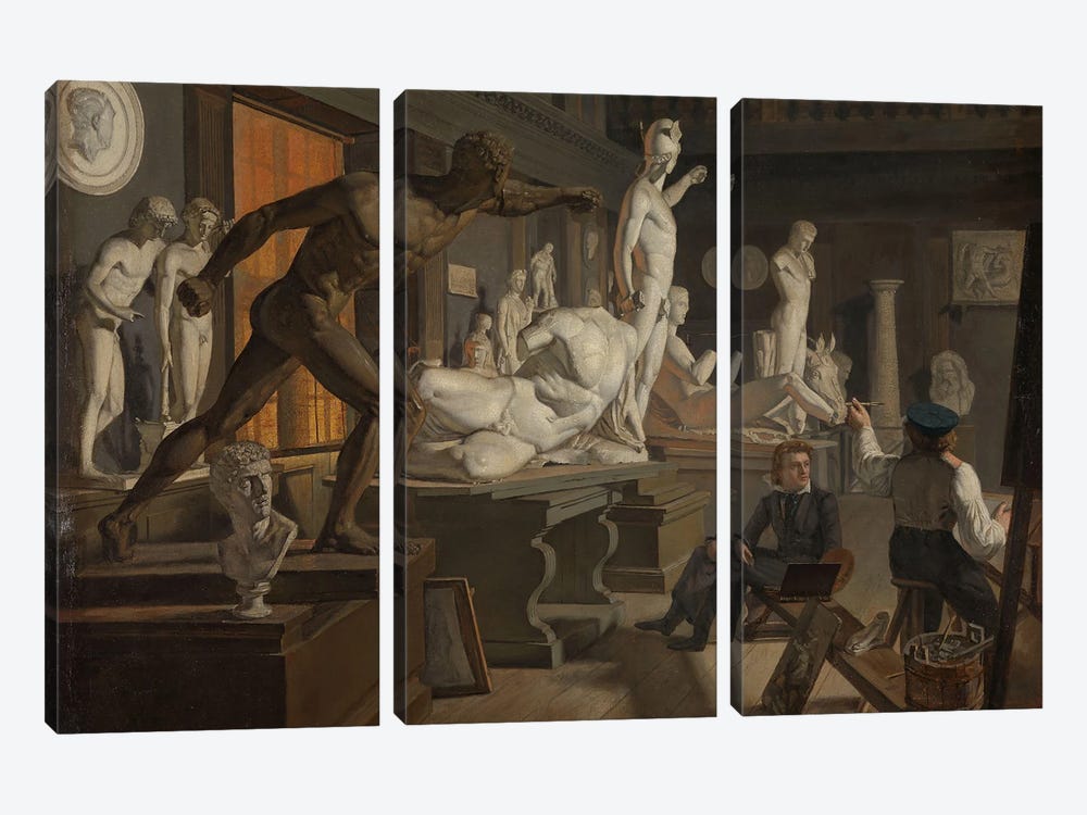 Scene From The Academy In Copenhagen, C.1827-28 by Knud Andreassen Baade 3-piece Canvas Print