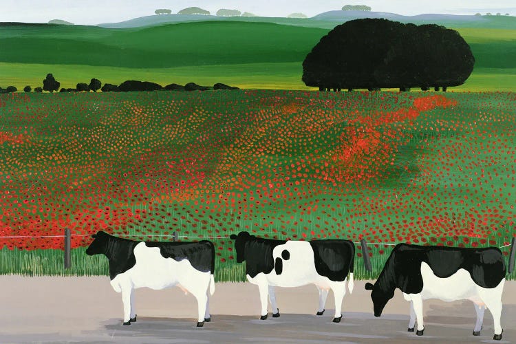 Cows And Poppies by Maggie Rowe wall art