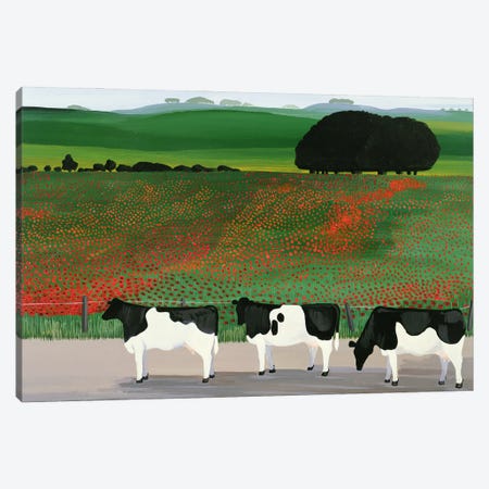 Cows And Poppies Canvas Print #BMN13406} by Maggie Rowe Canvas Art