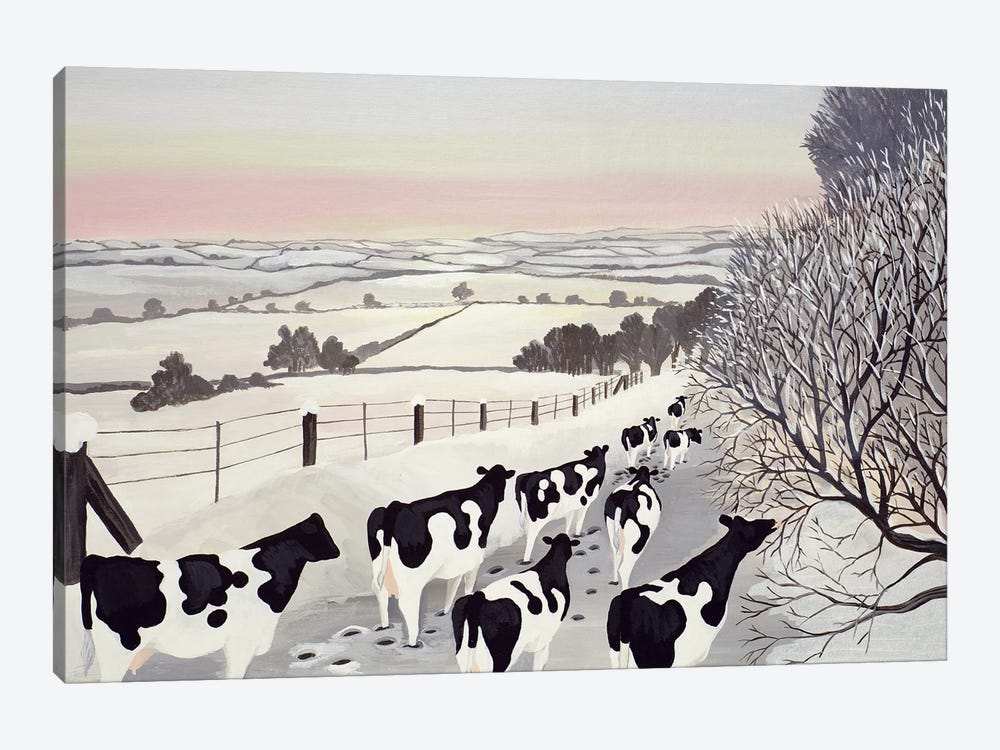 Friesians In Winter by Maggie Rowe 1-piece Canvas Artwork