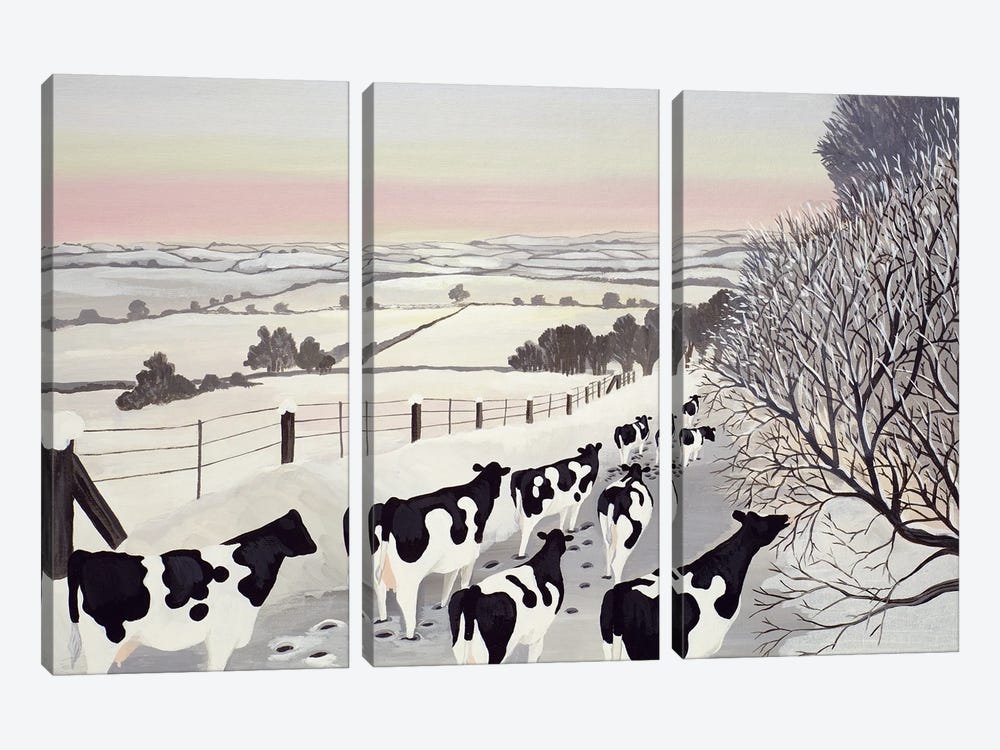 Friesians In Winter by Maggie Rowe 3-piece Canvas Artwork