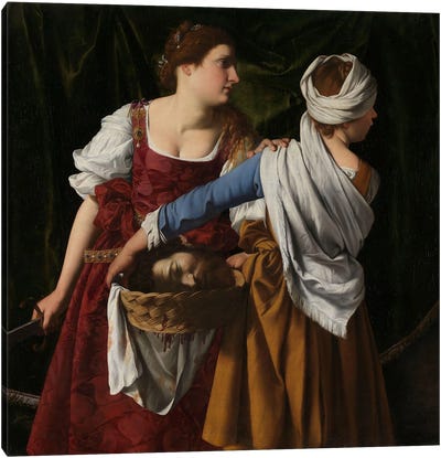 Judith And Her Maidservant With The Head Of Holofernes, C.1608- 12 Canvas Art Print - Brown Art