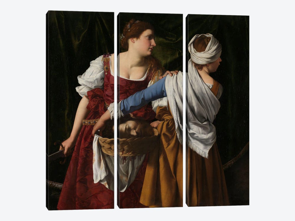 Judith And Her Maidservant With The Head Of Holofernes, C.1608- 12 by Orazio Gentileschi 3-piece Canvas Artwork