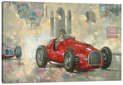 Whitehead's Ferrari Passing The Pavillion, Jersey Canvas Art Print - Cream Art