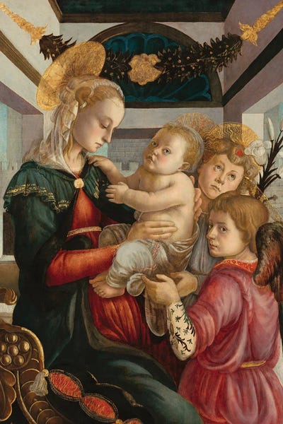 Madonna And Child With Angels, 1465-70 by Sandro Botticelli canvas print