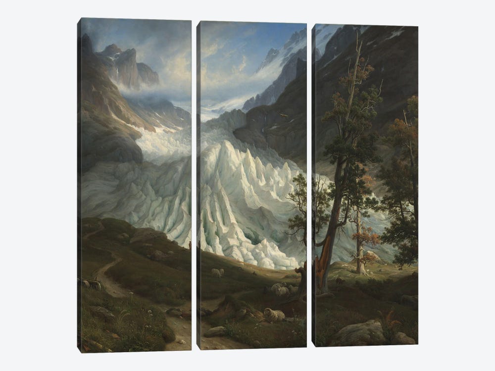 The Grindelwald Glacier, 1838 by Thomas Fearnley 3-piece Canvas Print