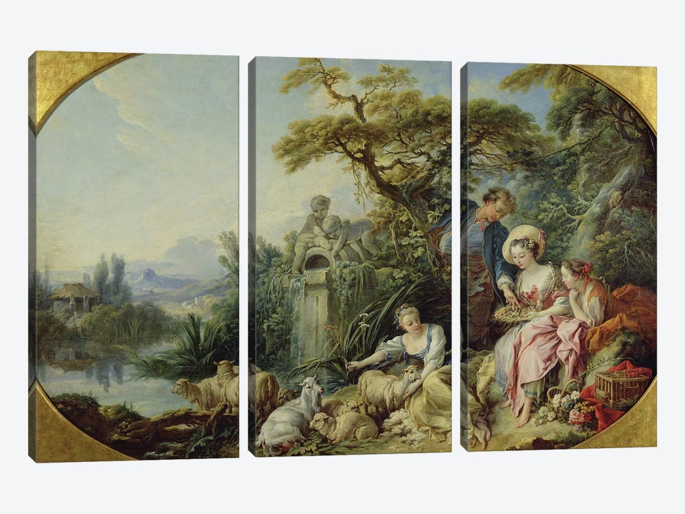 The Shepherd's Gift or, The Nest  by Francois Boucher 3-piece Canvas Wall Art