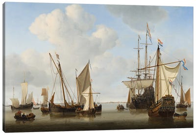 Ships In The Roads, 1658 Canvas Art Print