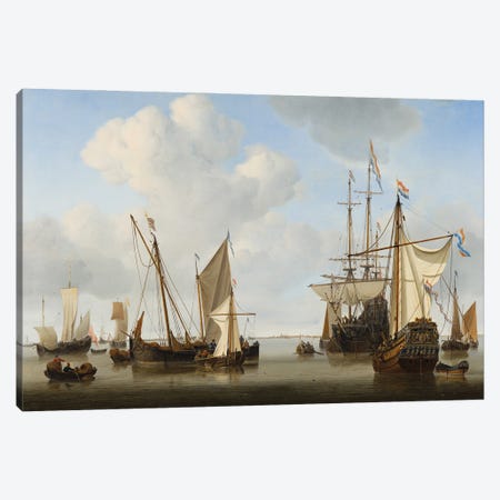 Ships In The Roads, 1658 Canvas Print #BMN13445} by Willem van de Velde the Younger Canvas Artwork